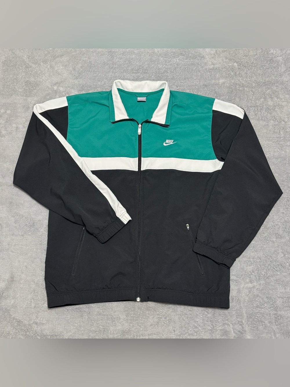 Nike Mens XXL Full Zip Track Jacket Colorblock Teal Black Zip Pockets Casual Gym